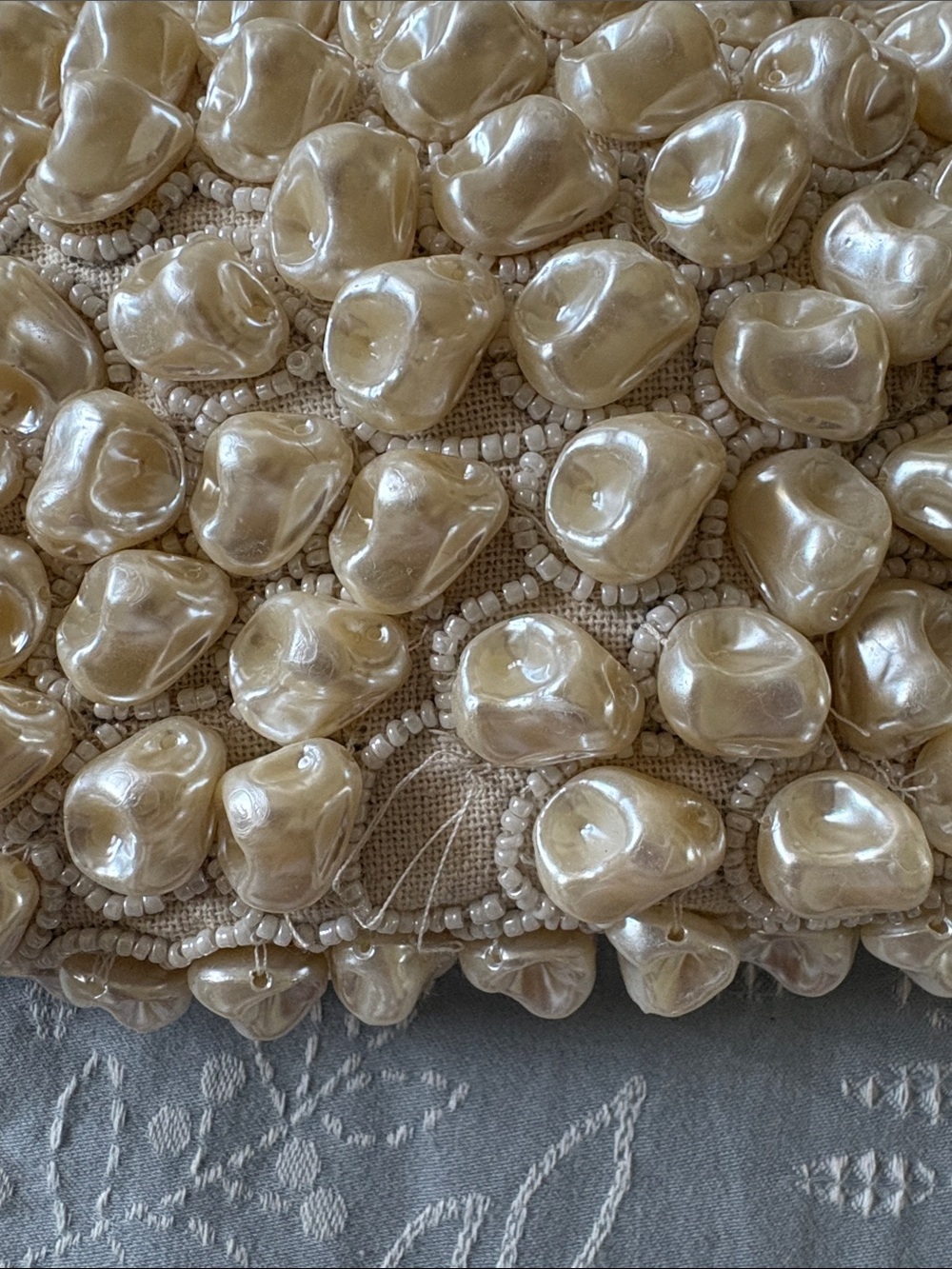 Zara Pearl-Embellished Cream Mini Top-Handle Bag - Picture 3 of 5